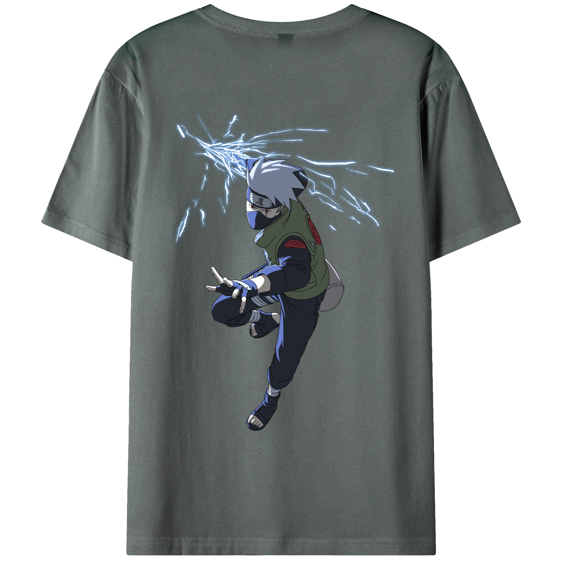（画像用） NARUTO -ナルト- はたけ カカシ Hatake Kakashi 綿100％ メンズ半袖Tシャツ（バックプリント） 通気性